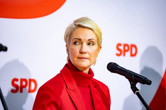 Spitzenkandidatin der SPD in Mecklenburg-Vorpommern Manuela Schwesig bei einer Pressekonferenz im Willy-Brandt-Haus in Berlin am 21. September 2026. Reaktionen auf den Landtagswahlen in Mecklenburg-Vorpommern und Berlin
