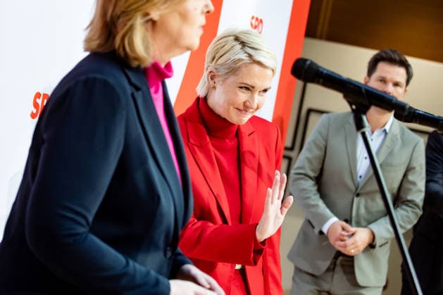 Spitzenkandidatin der SPD in Mecklenburg-Vorpommern Manuela Schwesig bei einer Pressekonferenz im Willy-Brandt-Haus in Berlin am 21. September 2026. Reaktionen auf den Landtagswahlen in Mecklenburg-Vorpommern und Berlin