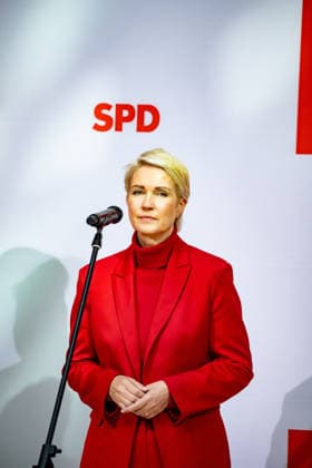Spitzenkandidatin der SPD in Mecklenburg-Vorpommern Manuela Schwesig bei einer Pressekonferenz im Willy-Brandt-Haus in Berlin am 21. September 2026. Reaktionen auf den Landtagswahlen in Mecklenburg-Vorpommern und Berlin