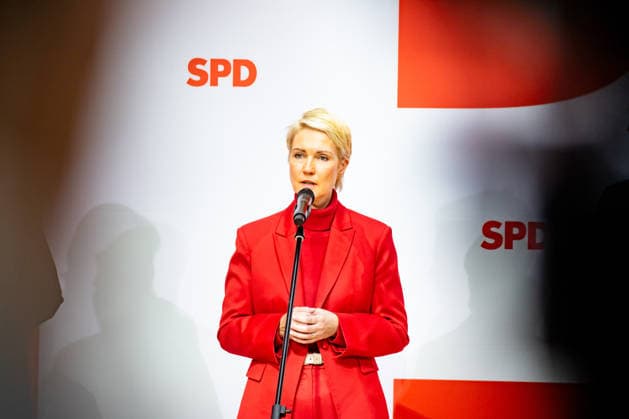 Spitzenkandidatin der SPD in Mecklenburg-Vorpommern Manuela Schwesig bei einer Pressekonferenz im Willy-Brandt-Haus in Berlin am 21. September 2026. Reaktionen auf den Landtagswahlen in Mecklenburg-Vorpommern und Berlin