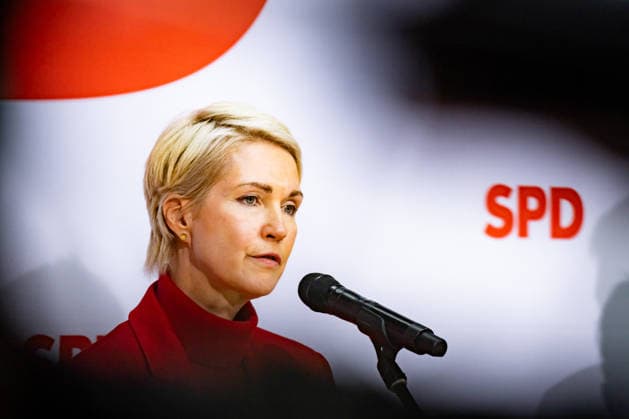 Spitzenkandidatin der SPD in Mecklenburg-Vorpommern Manuela Schwesig bei einer Pressekonferenz im Willy-Brandt-Haus in Berlin am 21. September 2026. Reaktionen auf den Landtagswahlen in Mecklenburg-Vorpommern und Berlin