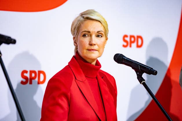 Spitzenkandidatin der SPD in Mecklenburg-Vorpommern Manuela Schwesig bei einer Pressekonferenz im Willy-Brandt-Haus in Berlin am 21. September 2026. Reaktionen auf den Landtagswahlen in Mecklenburg-Vorpommern und Berlin