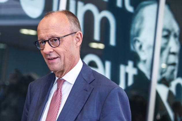 Pressekonferenz mit dem Parteivorsitzenden der CDU Deutschlands und Bundeskanzler Friedrich Merz MdB, dem Landes- und Fraktionsvorsitzenden der CDU Mecklenburg-Vorpommern, Daniel Peters MdL und dem CDU-Spitzenkandidaten für Berlin, Stefan Evers Pressekonferenz mit dem Parteivorsitzenden der CDU Deutschlands und Bundeskanzler Friedrich Merz MdB, dem Landes- und Fraktionsvorsitzenden der CDU Mecklenburg-Vorpommern, Daniel Peters MdL und dem CDU-Spitzenkandidaten für Berlin, Stefan Evers 21.09.2026 in Berlin. Berlin Berlin Deutschland CDU-Bundesgeschäftsstelle (Konrad-Adenauer-Haus)