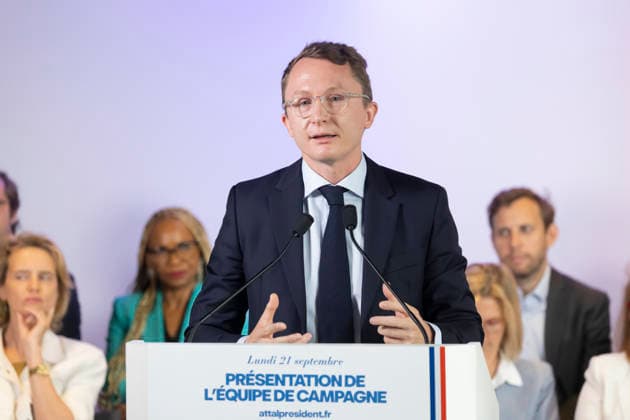 Paris, France September 21, 2026 - Press conference held by the Renaissance Party to announce new members of the campaign team for the upcoming presidential election. Gabriel Attal, the Renaissance Party candidate, is projected to receive 12 to 12.5 percent of the vote in the upcoming French presidential election, according to recent polls - Paul Midy POLITIQUE, ATTAL, RENAISSANCE,  Copyright: xVincentxIsorex