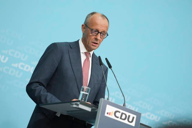 Bundeskanzler und Parteivorsitzender der CDU Friedrich Merz auf der Pressekonferenz nach den Landtagswahlen in Berlin und Mecklenburg Vorpommern im Konrad Adenauer Haus am 21.09.26 in Berlin Friedrich Merz bei Pressekonferenz nach Landtagswahlen in Berlin