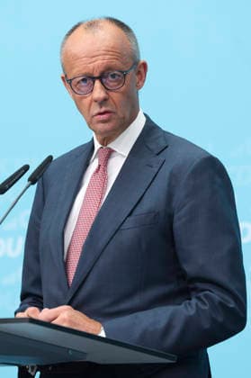 Bundeskanzler und Parteivorsitzender der CDU Friedrich Merz auf der Pressekonferenz nach den Landtagswahlen in Berlin und Mecklenburg Vorpommern im Konrad Adenauer Haus am 21.09.26 in Berlin Friedrich Merz bei Pressekonferenz nach Landtagswahlen in Berlin