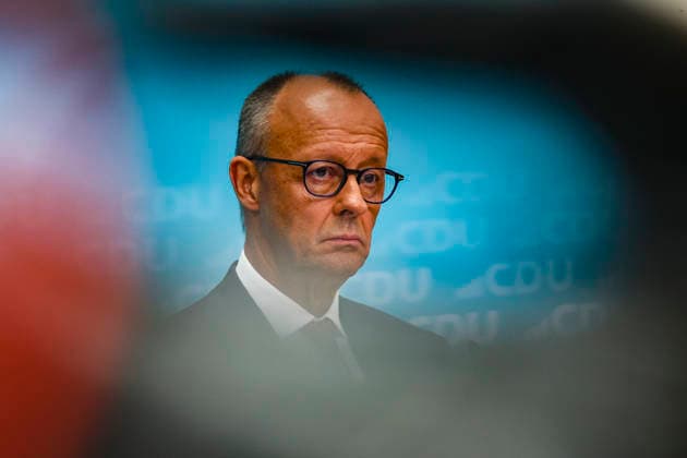 Bundeskanzler und Parteivorsitzender der CDU Friedrich Merz auf der Pressekonferenz nach den Landtagswahlen in Berlin und Mecklenburg Vorpommern im Konrad Adenauer Haus am 21.09.26 in Berlin Friedrich Merz bei Pressekonferenz nach Landtagswahlen in Berlin