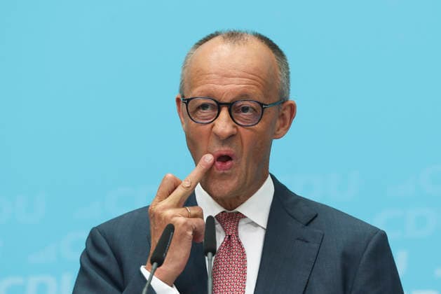 Bundeskanzler und Parteivorsitzender der CDU Friedrich Merz auf der Pressekonferenz nach den Landtagswahlen in Berlin und Mecklenburg Vorpommern im Konrad Adenauer Haus am 21.09.26 in Berlin Friedrich Merz bei Pressekonferenz nach Landtagswahlen in Berlin
