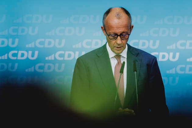 Friedrich Merz (CDU), Bundeskanzler, aufgenommen im Rahmen einer Pressekonferenz als Reaktion auf die Landtagswahl in Mecklenburg-Vorpommern sowie die Berliner Abgeordnetenhauswahl in Berlin, 21.09.2026. Waehrend Die Linke die Wahl in Berlin mit 25,7% vor der CDU gewonnen hat, siegte in Mecklenburg-Vorpommern die AfD mit 38,2% vor der SPD. Erstmals nicht ueber die 5%-Huerde geschafft hat es die CDU in Mecklenburg-Vorpommern. Berlin Deutschland Copyright: xFlorianxGaertnerx