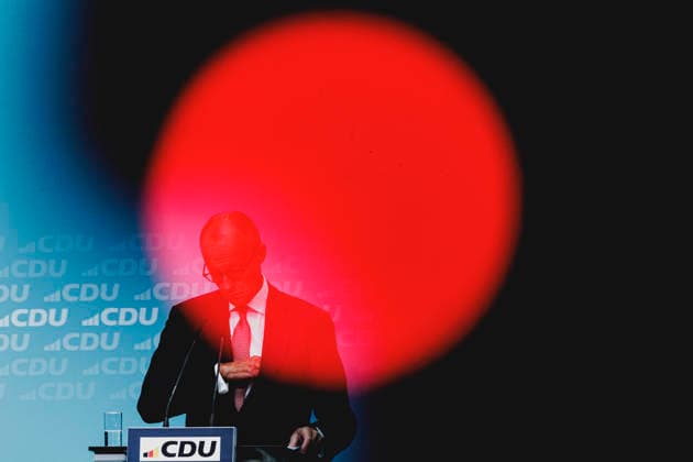 Friedrich Merz (CDU), Bundeskanzler, aufgenommen im Rahmen einer Pressekonferenz als Reaktion auf die Landtagswahl in Mecklenburg-Vorpommern sowie die Berliner Abgeordnetenhauswahl in Berlin, 21.09.2026. Waehrend Die Linke die Wahl in Berlin mit 25,7% vor der CDU gewonnen hat, siegte in Mecklenburg-Vorpommern die AfD mit 38,2% vor der SPD. Erstmals nicht ueber die 5%-Huerde geschafft hat es die CDU in Mecklenburg-Vorpommern. Berlin Deutschland Copyright: xFlorianxGaertnerx