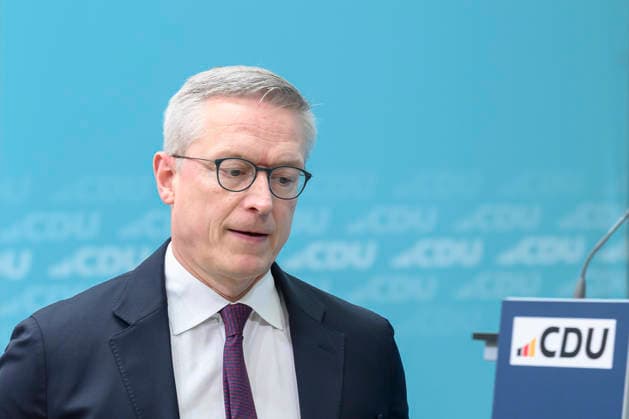 im Bild v.l.: Karsten Wildberger deutscher Bundesminister für Digitalisierung und Staatsmodernisierung, GER, Berlin, Pressekonferenz mit dem Parteivorsitzenden der CDU Deutschlands und Bundeskanzler Friedrich Merz MdB, Pressekonferenz nach den Wahlen in Berlin und Mecklenburg Vorpommern - MV, 21.09.2026, Copyright: HMBxMedia UwexKoch