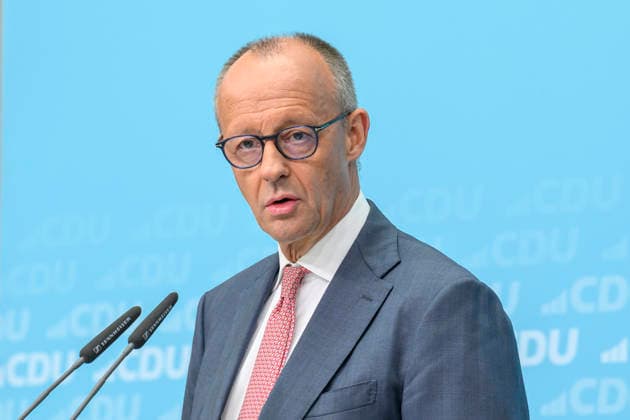 im Bild v.l.: Bundeskanzler Friedrich Merz MdB, GER, Berlin, Pressekonferenz mit dem Parteivorsitzenden der CDU Deutschlands und Bundeskanzler Friedrich Merz MdB, Pressekonferenz nach den Wahlen in Berlin und Mecklenburg Vorpommern - MV, 21.09.2026, Copyright: HMBxMedia UwexKoch