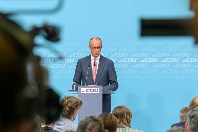 im Bild v.l.: Bundeskanzler Friedrich Merz MdB, GER, Berlin, Pressekonferenz mit dem Parteivorsitzenden der CDU Deutschlands und Bundeskanzler Friedrich Merz MdB, Pressekonferenz nach den Wahlen in Berlin und Mecklenburg Vorpommern - MV, 21.09.2026, Copyright: HMBxMedia UwexKoch