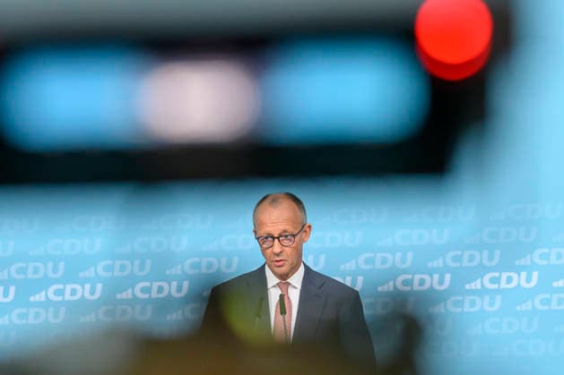 im Bild v.l.: Bundeskanzler Friedrich Merz MdB, GER, Berlin, Pressekonferenz mit dem Parteivorsitzenden der CDU Deutschlands und Bundeskanzler Friedrich Merz MdB, Pressekonferenz nach den Wahlen in Berlin und Mecklenburg Vorpommern - MV, 21.09.2026, Copyright: HMBxMedia UwexKoch