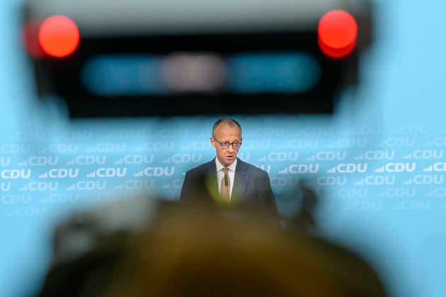 im Bild v.l.: Bundeskanzler Friedrich Merz MdB, GER, Berlin, Pressekonferenz mit dem Parteivorsitzenden der CDU Deutschlands und Bundeskanzler Friedrich Merz MdB, Pressekonferenz nach den Wahlen in Berlin und Mecklenburg Vorpommern - MV, 21.09.2026, Copyright: HMBxMedia UwexKoch