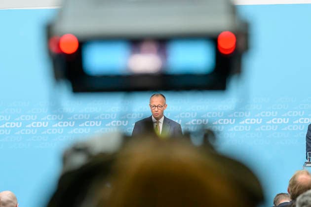 im Bild v.l.: Bundeskanzler Friedrich Merz MdB, GER, Berlin, Pressekonferenz mit dem Parteivorsitzenden der CDU Deutschlands und Bundeskanzler Friedrich Merz MdB, Pressekonferenz nach den Wahlen in Berlin und Mecklenburg Vorpommern - MV, 21.09.2026, Copyright: HMBxMedia UwexKoch