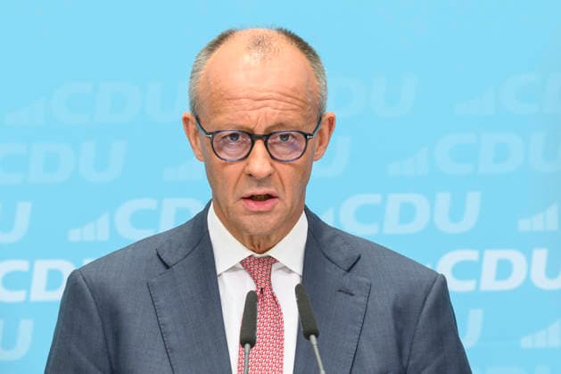 im Bild v.l.: Bundeskanzler Friedrich Merz MdB, GER, Berlin, Pressekonferenz mit dem Parteivorsitzenden der CDU Deutschlands und Bundeskanzler Friedrich Merz MdB, Pressekonferenz nach den Wahlen in Berlin und Mecklenburg Vorpommern - MV, 21.09.2026, Copyright: HMBxMedia UwexKoch