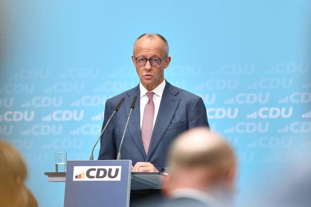 Berlin, Deutschland, 21.09.2026: Konrad-Adenauer-Haus: Pressekonferenz in der CDU-Bundesgeschäftsstelle nach Landtagswahlen in Mecklenburg-Vorpommern und Berlin: Bundeskanzler Friedrich Merz (CDU) Copyright: xdtsxNachrichtenagenturx dts_135834