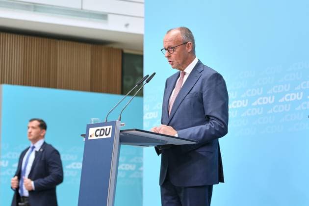 Berlin, Deutschland, 21.09.2026: Konrad-Adenauer-Haus: Pressekonferenz in der CDU-Bundesgeschäftsstelle nach Landtagswahlen in Mecklenburg-Vorpommern und Berlin: Bundeskanzler Friedrich Merz (CDU) Copyright: xdtsxNachrichtenagenturx dts_135856