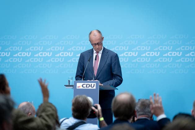 Konrad-Adenauer-Haus, CDU, Pressekonferenz Berlin, Konrad-Adenauer-Haus, CDU, Parteivorsitzender, Bundeskanzler Friedrich Merz Berlin Berlin GER
