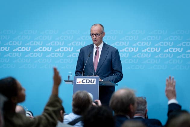 Konrad-Adenauer-Haus, CDU, Pressekonferenz Berlin, Konrad-Adenauer-Haus, CDU, Parteivorsitzender, Bundeskanzler Friedrich Merz Berlin Berlin GER