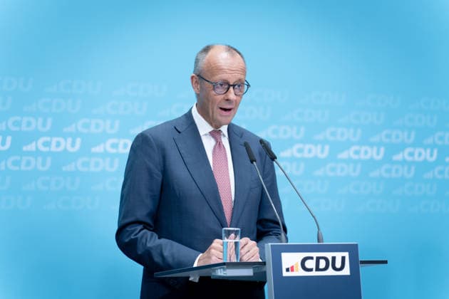 Konrad-Adenauer-Haus, CDU, Pressekonferenz Berlin, Konrad-Adenauer-Haus, CDU, Parteivorsitzender, Bundeskanzler Friedrich Merz Berlin Berlin GER
