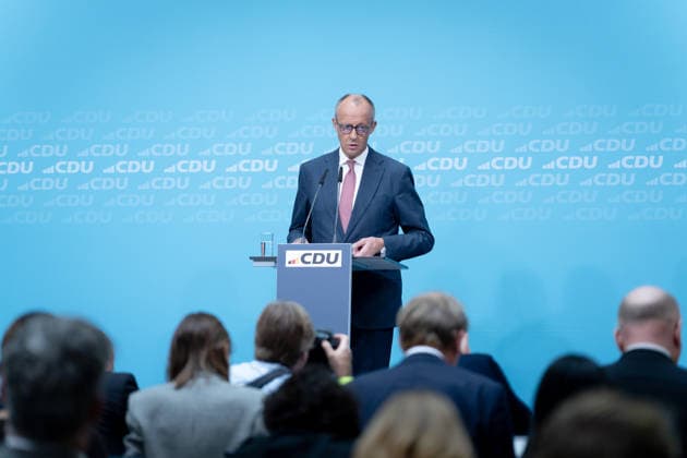Konrad-Adenauer-Haus, CDU, Pressekonferenz Berlin, Konrad-Adenauer-Haus, CDU, Parteivorsitzender, Bundeskanzler Friedrich Merz Berlin Berlin GER