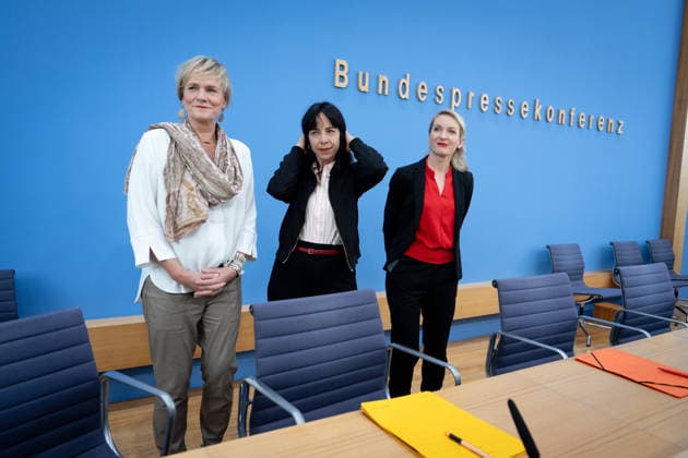 Bundespressekonferenz, Die Linke Berlin, BPK, Die Linke, Wahlen, Mecklenburg-Vorpommern, Ines Schwerdtner, Vorsitzende, Elif Eralp, Bürgermeisterkandidatin, Simone Oldenburg, Spitzenkandidatin Berlin Berlin GER
