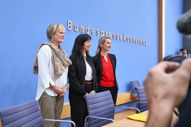 Berlin, Deutschland, 21.09.2026: Bundespressekonferenz: Die Linke - Auswirkungen der Landtagswahlen in Berlin und Mecklenburg-Vorpommern auf die Bundespolitik: Simone Oldenburg, Spitzenkandidatin in Mecklenburg-Vorpommern, Elif Eralp, Bürgermeisterkandidatin in Berlin, Parteichefin Ines Schwerdtner Copyright: xdtsxNachrichtenagenturx dts_135777