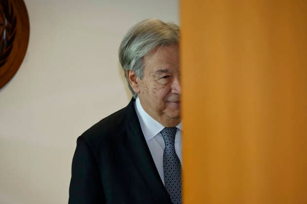 Ant nio Guterres, United Nations Secretary-General arrives to greet Petr Pavel, President of the Czech Republic (not pictured) at the start of the 81st session of the United Nations General Assembly at the United Nations Headquarters on Monday, September 21, 2026 in New York City.  NYP20260921404 PETERxFOLEY