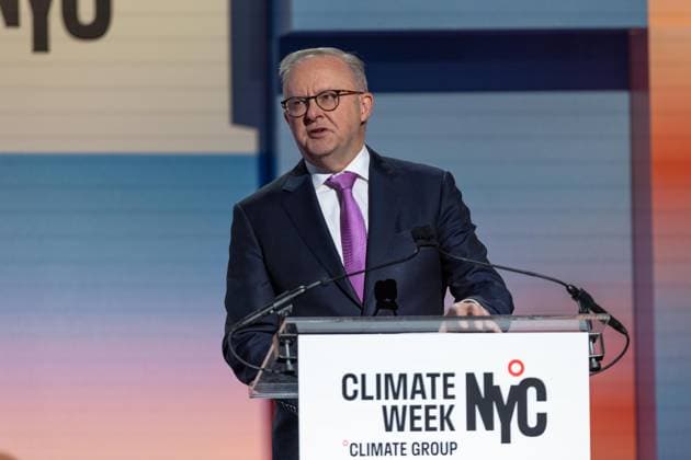 September 21, 2026, New York City, United States: Australian Prime Minister Anthony Albanese speaks during the opening ceremony of Climate Week NYC 2026 New York City United States  - ZUMAl194 20260921_zip_l194_002 Copyright: xMarekxLadzinskix