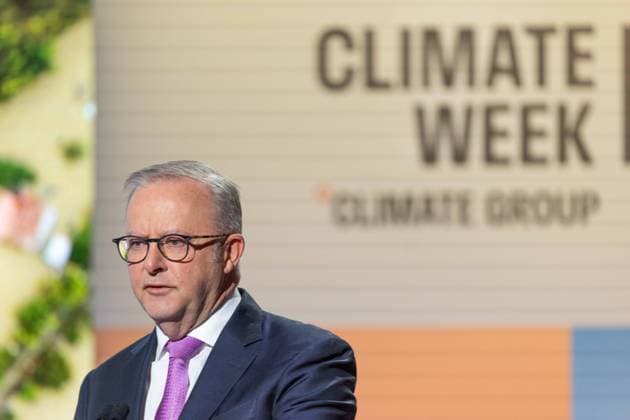 September 21, 2026, New York City, United States: Australian Prime Minister Anthony Albanese speaks during the opening ceremony of Climate Week NYC 2026 in New York City New York City United States  - ZUMAl194 20260921_zip_l194_009 Copyright: xMarekxLadzinskix
