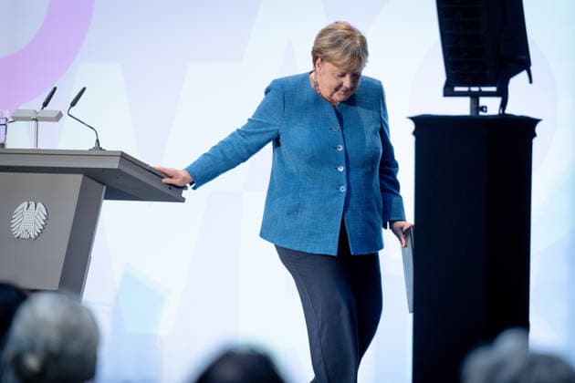 Kunstausstellung, Marie-Elisabeth-Lüders-Haus Berlin, Bundeskanzlerin a. D. Angela Merkel, Kunstausstellung Kokoschkas Adenauer. Warhols Brandt. Außergewöhnliche Begegnungen zwischen Kunst und Politik Berlin Berlin GER