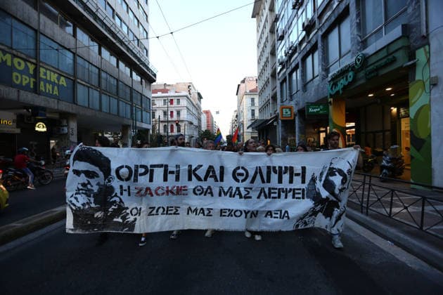 September 21, 2026, Athens, Attica, GREECE: People take part in a march marking eight years since the killing of Greek LGBTQ+ activist Zak Kostopoulos, also known by his drag persona Zackie Oh. The demonstration, organized by Justice for Zak Zackie, began on Gladstonos Street, where Kostopoulos was fatally attacked in 2018. Athens GREECE - ZUMAx103 20260921_zip_x103_001 Copyright: xHarrisxXanthopoulosx