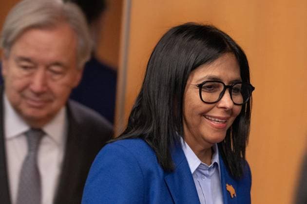 September 21, 2026, Bronx, New York, USA: Delcy Rodriguez Gomez, Acting President, Bolivarian Republic of Venezuela arrives to meet UN Secretary-General Antonio Guterres at UN Headquarters in New York, NY on September 21, 2026. Bronx USA - ZUMAr339 20260921_znp_r339_070 Copyright: xLevxRadinx