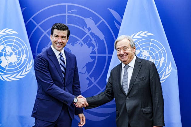September 21, 2026, New York, New York, United States: United Nations Secretary-General ANTONIO GUTERRES meets with World Food Programme Executive Director-designate LUKE LINDBERG during UN General Assembly High-Level Week New York United States - ZUMAo116 20260921_znp_o116_008 Copyright: xBiancaxOterox