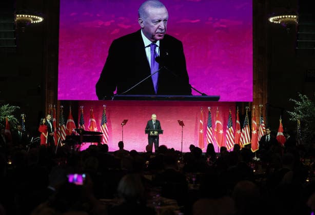 100 Years of Friendship: Turkiye-United States event NEW YORK, UNITED STATES - SEPTEMBER 21: (----EDITORIAL USE ONLY - MANDATORY CREDIT - TURKISH PRESIDENCY MURAT KULA HANDOUT - NO MARKETING NO ADVERTISING CAMPAIGNS - DISTRIBUTED AS A SERVICE TO CLIENTS----) Turkish President Recep Tayyip Erdogan delivers a speech during the 100 Years of Friendship: Turkiye-United States event in New York, United States, on September 21, 2026, on the sidelines of the 81st session of the United Nations (UN) General Assembly. TUR Presidency Murat Kula Anadolu New York United States. Editorial use only. Please get in touch for any other usage.  Copyright: x2026xAnadoluxTURxPresidencyx xMuratxKulax