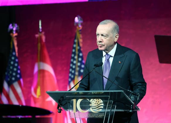 100 Years of Friendship: Turkiye-United States event NEW YORK, UNITED STATES - SEPTEMBER 21: (----EDITORIAL USE ONLY - MANDATORY CREDIT - TURKISH PRESIDENCY MUSTAFA KAMACI HANDOUT - NO MARKETING NO ADVERTISING CAMPAIGNS - DISTRIBUTED AS A SERVICE TO CLIENTS----) Turkish President Recep Tayyip Erdogan delivers a speech during the 100 Years of Friendship: Turkiye-United States event in New York, United States, on September 21, 2026, on the sidelines of the 81st session of the United Nations (UN) General Assembly. TUR Presidency Mustafa Kamaci Anadolu New York United States. Editorial use only. Please get in touch for any other usage.  Copyright: x2026xAnadoluxTURxPresidencyx xMustafaxKamacix