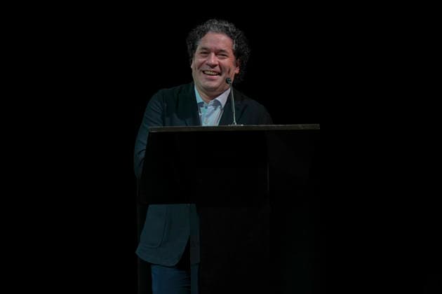 Gustavo Dudamel, music director of the New York Philharmonic, speaks during an event at El Museo del Barrio in New York, United States, 21 September 2026. Dudamel, the first Latino to lead the New York Philharmonic, highlighted his Venezuelan identity, the power of music, and the Spanish language as unifying elements for the Latino community in the United States. Dudamel celebrates his Venezuelan identity and the unifying power of Spanish !ACHTUNG: NUR REDAKTIONELLE NUTZUNG!  Copyright: xAngelxColmenaresx AME9559 20260922-55021467606_1