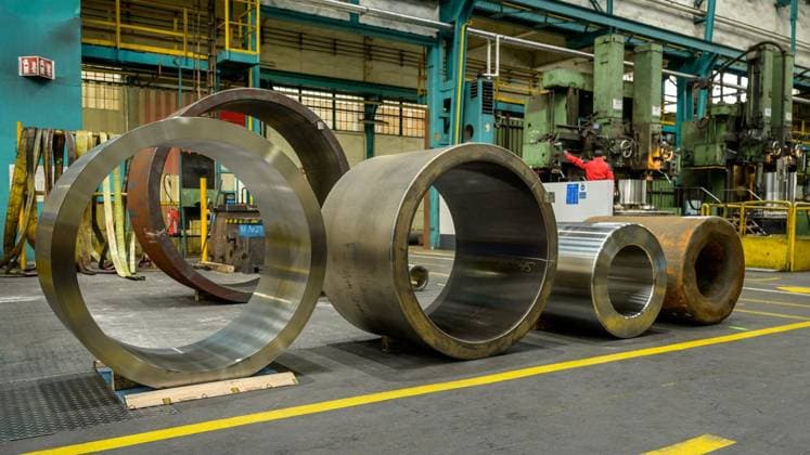 Essen: Eröffnung der neuen DESU-Produktionsanlage bei der Energietechnik Essen GmbH ** NUR FÜR REDAKTIONELLE ZWECKE ** EDITORIAL USE ONLY **<p>Kappenringe in der Produktionshalle der Energietechnik Essen GmbH am Montag, den 21. September 2026, an der Westendstraße in Essen. Deutschland NRW Essen Copyright: UwexErnst