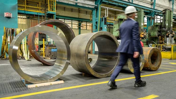 Essen: Eröffnung der neuen DESU-Produktionsanlage bei der Energietechnik Essen GmbH ** NUR FÜR REDAKTIONELLE ZWECKE ** EDITORIAL USE ONLY **<p>Kappenringe in der Produktionshalle der Energietechnik Essen GmbH am Montag, den 21. September 2026, an der Westendstraße in Essen. Deutschland NRW Essen Copyright: UwexErnst