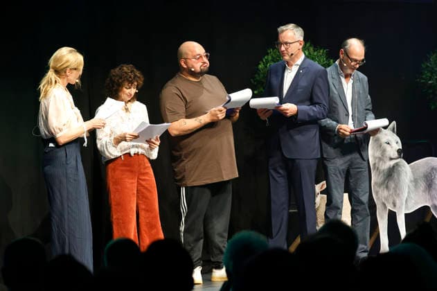 Christine Sommer, Isabel Varell, Bora, Axel Tschersich und Martin Brambach bei der 10. Verleihung des Comedy-Preises Recklinghäuser Hurz im Ruhrfestspielhaus. Recklinghausen, 21.09.2026
