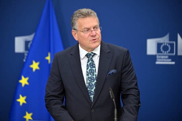 EU Commissioner Maros Sefcovic holds press conference in Brussels BRUSSELS, BELGIUM - SEPTEMBER 22: European Commissioner for Trade and Economic Security Maros Sefcovic holds a press conference on September 22, 2026 in Brussels, Belgium. Dursun Aydemir Anadolu Brussels Belgium. Editorial use only. Please get in touch for any other usage.  Copyright: x2026xAnadoluxDursunxAydemirx