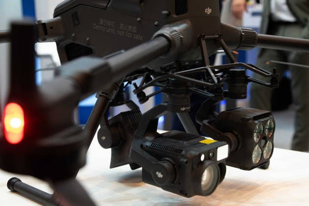 Eine Drohne mit Waermebildkameras, Aufklaerung, Ueberwachung, Observierung, Feature, Randmotiv, Symbolfoto, Messe EUDEX Euro Defence Expo, am 22.09.2026 in der Messe Essen Deutschland.