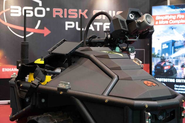 HyperX1, Feuerloeschroboter mit Kettenantrieb, Feature, Randmotiv, Symbolfoto, Messe EUDEX Euro Defence Expo, am 22.09.2026 in der Messe Essen Deutschland.