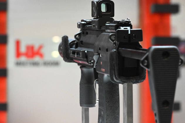 Messestand der Firma Heckler und Koch, HK, Kleinwaffen, Pistolen, Maschinengewehre, Gewehre fuer Spzielkraefte, Messe EUDEX Euro Defence Expo, am 22.09.2026 in der Messe Essen Deutschland.
