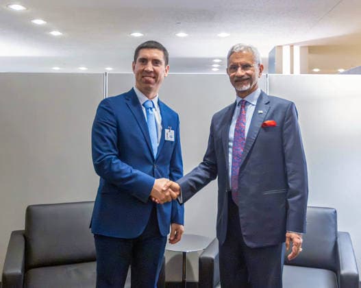RECORD DATE NOT STATED EAM S. Jaishankar in New York New York U.S. , Sep 22 (ANI): India s Foreign Minister S. Jaishankar and Moldova s Foreign Minister Mihai PopÈ™oi shake hands during their bilateral talks on the sidelines of the 81st Session of UNGA 2026, in New York on Monday. (@DrSJaishankar X ANI Photo) New York USA Copyright: xANIx ANI_20260922014