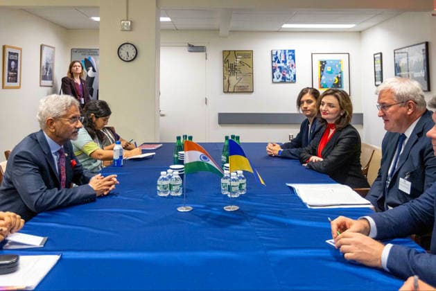 RECORD DATE NOT STATED EAM S. Jaishankar in New York New York U.S. , Sep 22 (ANI): India s Foreign Minister S. Jaishankar and Ukraine s Foreign Minister Andrii Sybiha hold bilateral talks on the sidelines of the 81st Session of UNGA 2026, in New York on Monday. (@DrSJaishankar X ANI Photo) New York USA Copyright: xANIx ANI_20260922060