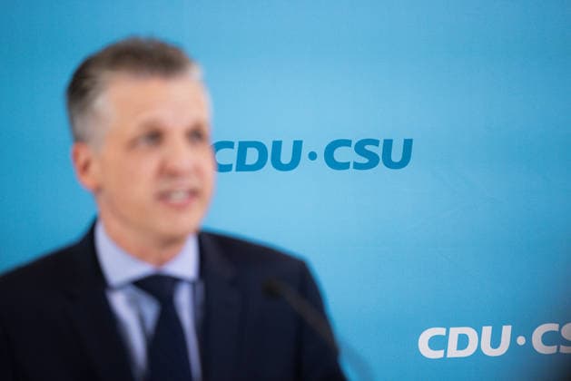 Pressestatement der CDU CSU Fraktion im Bundestag. Deutschland, Berlin am 22. September 2026: Fraktionsvorsitzender CDU CSU, Thorsten Frei spricht vor Presse und Journalisten auf der Fraktionsebene im Bundestag.