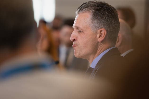 Pressestatement der CDU CSU Fraktion im Bundestag. Deutschland, Berlin am 22. September 2026: Fraktionsvorsitzender CDU CSU, Thorsten Frei spricht vor Presse und Journalisten auf der Fraktionsebene im Bundestag.